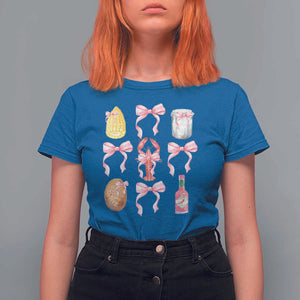 Funny Crawfish Bow Pink T Shirt For Women Cute Coquette Y2k Clean Girl Aesthetic TS11 Royal Blue Print Your Wear