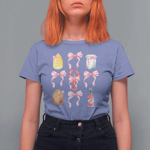 Funny Crawfish Bow Pink T Shirt For Women Cute Coquette Y2k Clean Girl Aesthetic TS11 Violet Print Your Wear