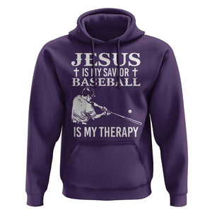 Jesus Is My Savior Baseball Is My Therapy Hoodie Funny Christian Sports Lover Player TS11 Purple Print Your Wear