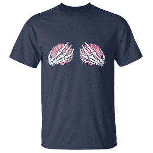 Funny Skeleton Hands Seashell Bikini Halloween Beach T Shirt TS11 Navy Print Your Wear