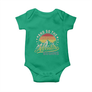 And So The Adventure Begins Baby Onesie Camping Hiking Lover TS11 Irish Green Print Your Wear