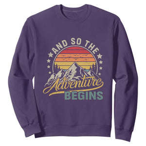 And So The Adventure Begins Sweatshirt Camping Hiking Lover TS11 Purple Print Your Wear