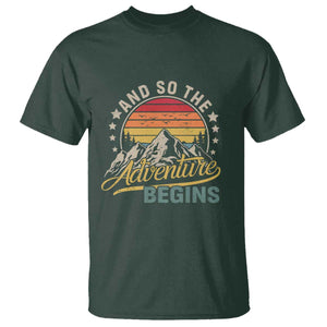 And So The Adventure Begins T Shirt Camping Hiking Lover TS11 Dark Forest Green Print Your Wear