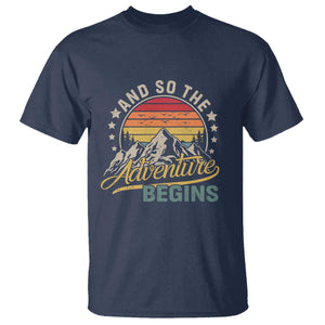 And So The Adventure Begins T Shirt Camping Hiking Lover TS11 Navy Print Your Wear