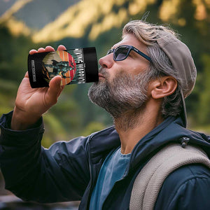 Funny Mountain Hikers 4 in 1 Can Cooler Tumbler The Hiking Warrior Retro Forest Sunset TS11 Print Your Wear