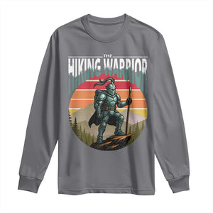Funny Mountain Hikers Long Sleeve Shirt The Hiking Warrior Retro Forest Sunset TS11 Charcoal Print Your Wear