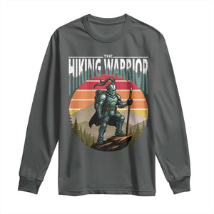 Funny Mountain Hikers Long Sleeve Shirt The Hiking Warrior Retro Forest Sunset TS11 Dark Heather Print Your Wear