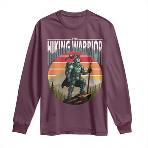 Funny Mountain Hikers Long Sleeve Shirt The Hiking Warrior Retro Forest Sunset TS11 Maroon Print Your Wear