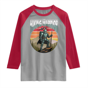 Funny Mountain Hikers Raglan Shirt The Hiking Warrior Retro Forest Sunset TS11 Sport Gray Red Print Your Wear