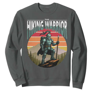 Funny Mountain Hikers Sweatshirt The Hiking Warrior Retro Forest Sunset TS11 Dark Heather Print Your Wear