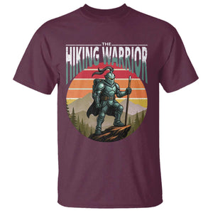 Funny Mountain Hikers T Shirt The Hiking Warrior Retro Forest Sunset TS11 Maroon Print Your Wear