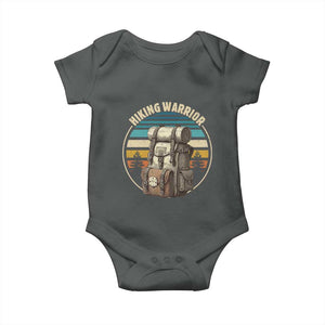 Funny Hiking Warrior Retro Backpack Nature Adventure Baby Onesie TS11 Dark Heather Print Your Wear