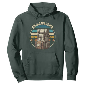 Funny Hiking Warrior Retro Backpack Nature Adventure Hoodie TS11 Dark Forest Green Print Your Wear