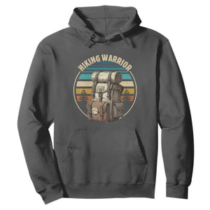 Funny Hiking Warrior Retro Backpack Nature Adventure Hoodie TS11 Dark Heather Print Your Wear