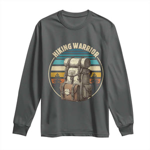 Funny Hiking Warrior Retro Backpack Nature Adventure Long Sleeve Shirt TS11 Dark Heather Print Your Wear