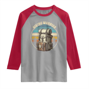 Funny Hiking Warrior Retro Backpack Nature Adventure Raglan Shirt TS11 Sport Gray Red Print Your Wear