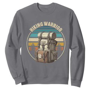Funny Hiking Warrior Retro Backpack Nature Adventure Sweatshirt TS11 Charcoal Print Your Wear