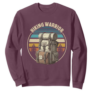 Funny Hiking Warrior Retro Backpack Nature Adventure Sweatshirt TS11 Maroon Print Your Wear