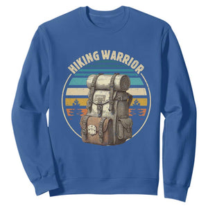 Funny Hiking Warrior Retro Backpack Nature Adventure Sweatshirt TS11 Royal Blue Print Your Wear