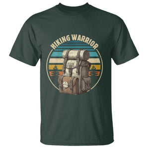 Funny Hiking Warrior Retro Backpack Nature Adventure T Shirt TS11 Dark Forest Green Print Your Wear