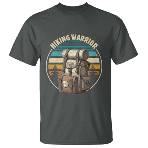 Funny Hiking Warrior Retro Backpack Nature Adventure T Shirt TS11 Dark Heather Print Your Wear