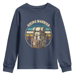 Funny Hiking Warrior Retro Backpack Nature Adventure Youth Sweatshirt TS11 Navy Print Your Wear