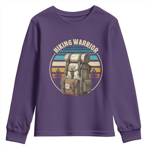 Funny Hiking Warrior Retro Backpack Nature Adventure Youth Sweatshirt TS11 Purple Print Your Wear