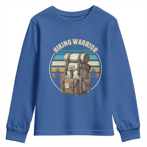 Funny Hiking Warrior Retro Backpack Nature Adventure Youth Sweatshirt TS11 Royal Blue Print Your Wear