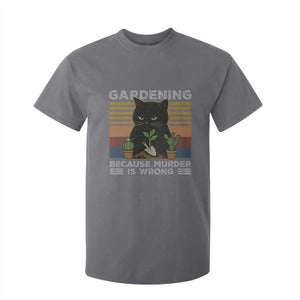 Funny Gardening Because Murder Is Wrong T Shirt For Kid Retro Black Cat Plant Lover TS11 Charcoal Print Your Wear