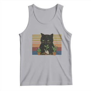 Funny Gardening Because Murder Is Wrong Tank Top Retro Black Cat Plant Lover TS11 Athletic Heather Print Your Wear