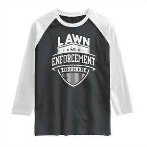 Funny The Lawn Enforcement Officer Raglan Shirt Gardening Lawn Mower Father's Day TS11 Black White Print Your Wear