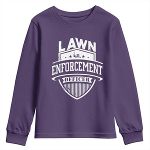 Funny The Lawn Enforcement Officer Youth Sweatshirt Gardening Lawn Mower Father's Day TS11 Purple Print Your Wear