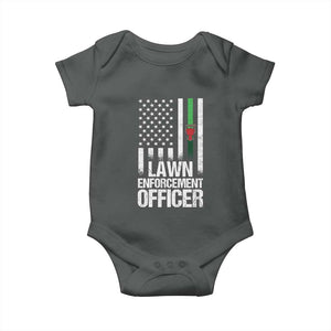 Funny Lawn Enforcement Officer Baby Onesie Gardening Lawn Mower American Flag TS11 Dark Heather Print Your Wear