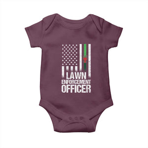 Funny Lawn Enforcement Officer Baby Onesie Gardening Lawn Mower American Flag TS11 Maroon Print Your Wear