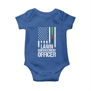 Funny Lawn Enforcement Officer Baby Onesie Gardening Lawn Mower American Flag TS11 Royal Blue Print Your Wear