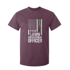 Funny Lawn Enforcement Officer T Shirt For Kid Gardening Lawn Mower American Flag TS11 Maroon Print Your Wear