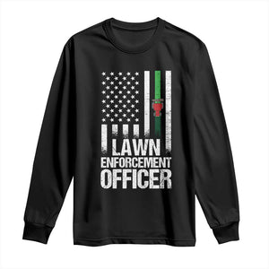 Funny Lawn Enforcement Officer Long Sleeve Shirt Gardening Lawn Mower American Flag TS11 Black Print Your Wear