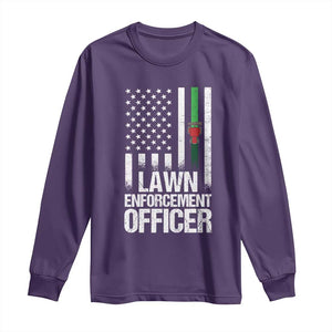 Funny Lawn Enforcement Officer Long Sleeve Shirt Gardening Lawn Mower American Flag TS11 Purple Print Your Wear