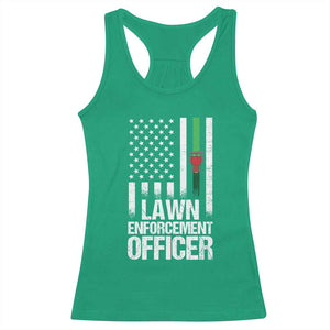Funny Lawn Enforcement Officer Racerback Tank Top Gardening Lawn Mower American Flag TS11 Irish Green Print Your Wear