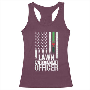 Funny Lawn Enforcement Officer Racerback Tank Top Gardening Lawn Mower American Flag TS11 Maroon Print Your Wear