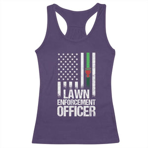 Funny Lawn Enforcement Officer Racerback Tank Top Gardening Lawn Mower American Flag TS11 Purple Print Your Wear