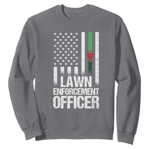 Funny Lawn Enforcement Officer Sweatshirt Gardening Lawn Mower American Flag TS11 Charcoal Print Your Wear
