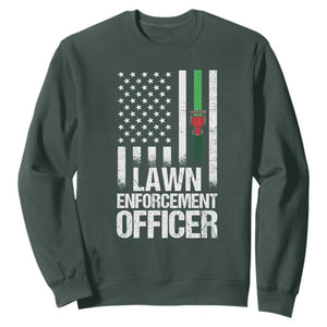 Funny Lawn Enforcement Officer Sweatshirt Gardening Lawn Mower American Flag TS11 Dark Forest Green Print Your Wear
