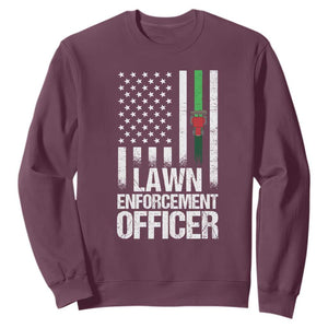 Funny Lawn Enforcement Officer Sweatshirt Gardening Lawn Mower American Flag TS11 Maroon Print Your Wear