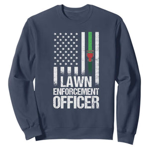 Funny Lawn Enforcement Officer Sweatshirt Gardening Lawn Mower American Flag TS11 Navy Print Your Wear