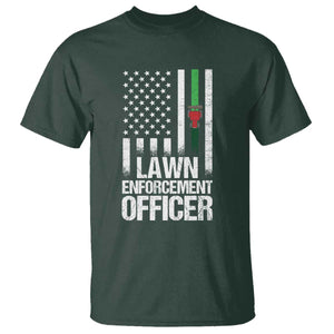 Funny Lawn Enforcement Officer T Shirt Gardening Lawn Mower American Flag TS11 Dark Forest Green Print Your Wear