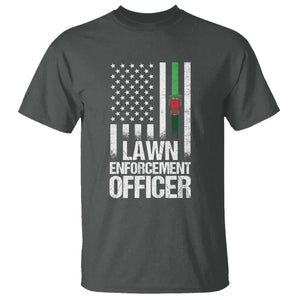 Funny Lawn Enforcement Officer T Shirt Gardening Lawn Mower American Flag TS11 Dark Heather Print Your Wear