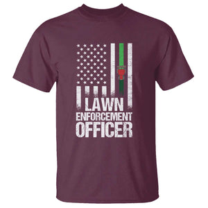 Funny Lawn Enforcement Officer T Shirt Gardening Lawn Mower American Flag TS11 Maroon Print Your Wear