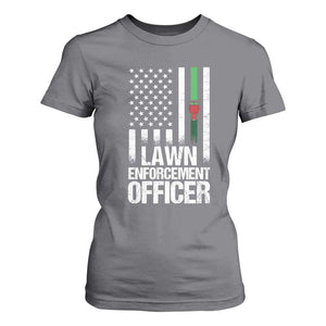 Funny Lawn Enforcement Officer T Shirt For Women Gardening Lawn Mower American Flag TS11 Charcoal Print Your Wear
