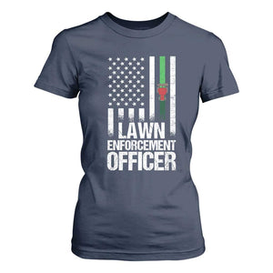 Funny Lawn Enforcement Officer T Shirt For Women Gardening Lawn Mower American Flag TS11 Navy Print Your Wear